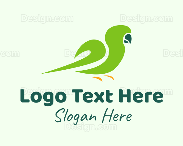 Green Parakeet Bird Logo