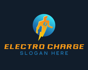 Energy Lightning Man logo design