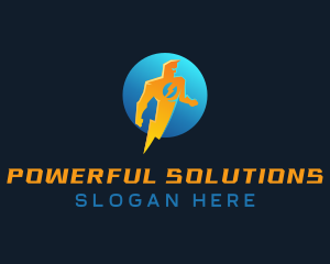 Energy Lightning Man logo design