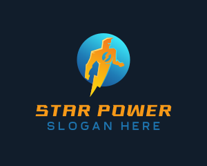 Energy Lightning Man logo design