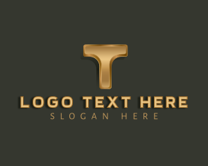 Metallic Luxury Letter T logo