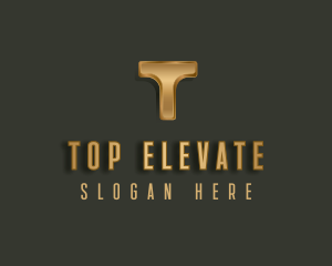 Metallic Luxury Letter T logo design