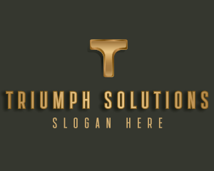 Metallic Luxury Letter T logo design