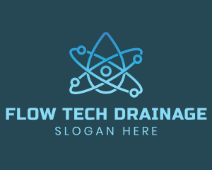 Atom Water Droplet logo design