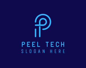 Digital Tech Letter P logo design