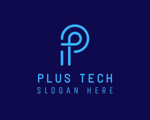 Digital Tech Letter P logo design