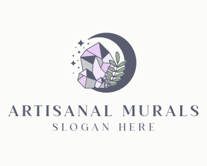 Crystal Moon Gemstone logo design