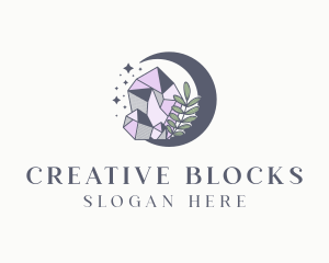 Crystal Moon Gemstone logo design