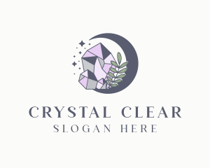 Crystal Moon Gemstone logo design