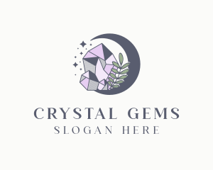 Crystal Moon Gemstone logo design