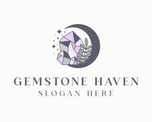 Crystal Moon Gemstone logo design