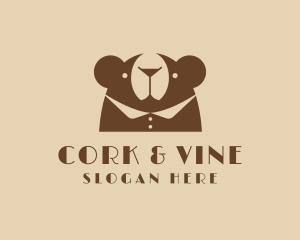 Cocktail Bear Waiter logo design