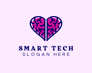 Heart Brain Doodle  logo design