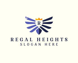 Crown Regal Wings Shield logo design