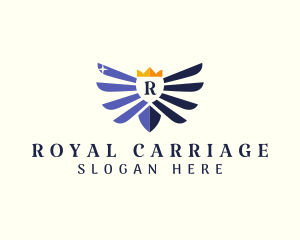 Crown Regal Wings Shield logo design