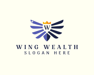 Crown Regal Wings Shield logo design