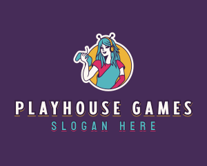 Woman Game Streamer logo design