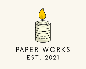 Paper Candle Flame  logo design