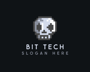 Skull Pixelated Gamer logo design