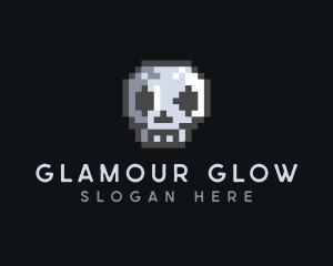 Skull Pixelated Gamer logo