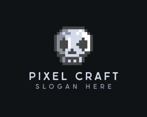 Skull Pixelated Gamer logo design