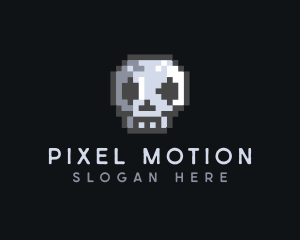 Skull Pixelated Gamer logo design