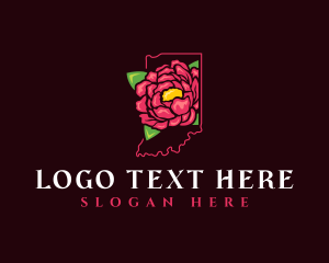 Indiana Peony Flower logo