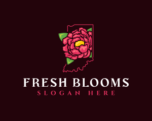 Indiana Peony Flower logo design