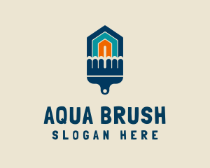 House Fence Paint Brush logo design