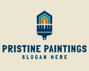 House Fence Paint Brush logo design