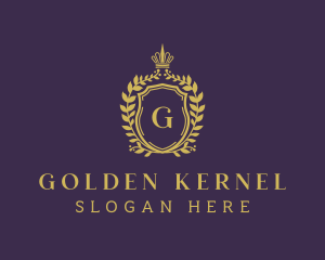 Gold Royal Shield Hotel logo design