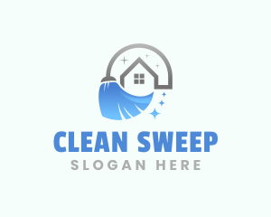 Housekeeper Home Broom Sweep logo design