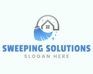 Housekeeper Home Broom Sweep logo design