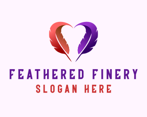 Heart Feather Blogger logo design