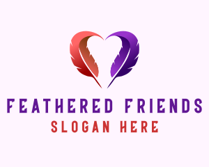 Heart Feather Blogger logo design