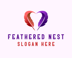 Heart Feather Blogger logo design