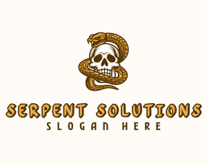 Undead Skull Snake logo design