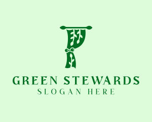 Green Eco Curtain  logo design