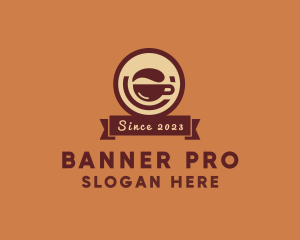 Coffee Cup Banner Cafe logo design