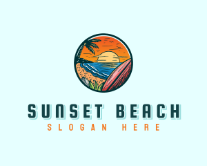 Island Beach Sunset logo design