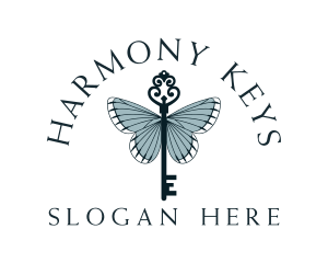 Stylish Butterfly Key logo design