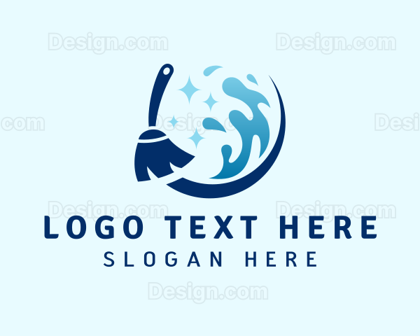 Water Mop Cleaning Logo