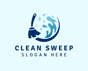 Water Mop Cleaning  logo design