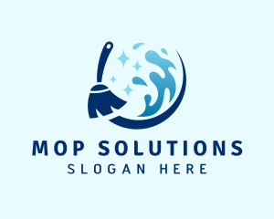 Water Mop Cleaning  logo design