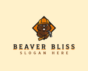 Construction Beaver Hammer logo design