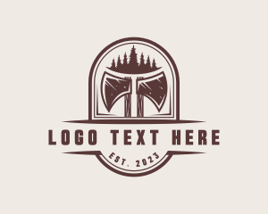 Axe Pine Tree Logger logo design