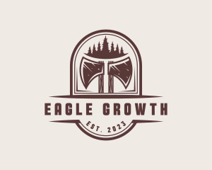 Axe Pine Tree Logger logo design