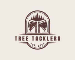 Axe Pine Tree Logger logo