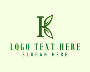 Organic Leaf Letter K logo