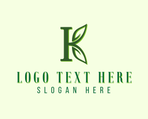 Organic Leaf Letter K Logo